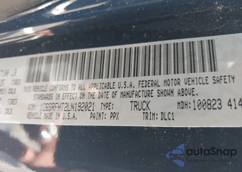 2020 Ram 1500 Limited 4X4 5'7 Box from USA, damaged, VIN 1C6SRFHT2LN192021